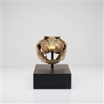 sculptuur, Saltwater Crocodile Skull fashioned in bronze, on custom stand - Bronze - 21 cm - Brons