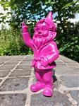 Beeld, naughty fuchsia gnome with middle finger - 30 m - polyresin