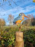 Ijsvogel op tak - Beeldje - Natuurlijke vibe - metaal