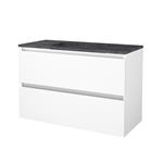 Badmeubelset Aquasplash Salt 100x46cm Greeploos 2 Lades Met Wastafel Hardsteen Ice White