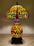 NO RESERVE!! - Tiffany stijl tafellamp Studio - Dark Green Dragonfly met 2 lichtpunten! - Tafellamp 