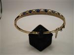 Armring - 9 kt. Geel goud, Bangle Art Nouveau saffieren rivierparels