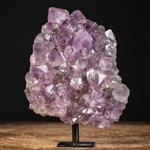 Fascinerende Amethist Druse op ijzeren steun - Hoogte: 197 mm - Breedte: 146 mm- 2069 g