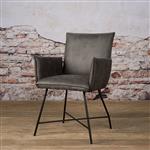 Industriële eetkamerstoel Trofa met armleuning | Grijs