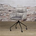 Velvet eetkamerstoel Saronno | Grijs met armleuning