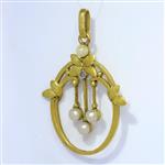 Zonder Minimumprijs - antique, anno 1900 - Hanger Geel goud Diamant - Parel