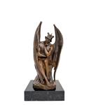 sculptuur, Thinking Demon - 35 cm - Brons, Marmer