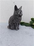 Beeld, levensecht beeld van zittende kat - 29 cm - cast stone