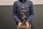 Beeld, Large 'Rod of Asclepius' Pharmacists Statue - 28 cm - Polyresin, koudbronsverf