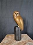 Beeld, Modern Owl Sculpture - 25.5 cm - Hars