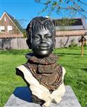 Beeld, African Lady Buste - 33.5 cm - Hars