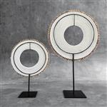 Decoratief ornament (2) - NO RESERVE PRICE - Pair of XL White Colored Tolai Necklaces with custom st