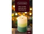 Actie Lumineo LED kaars WAX steady kan Binnen, met timer, Groen Tricolor /warm wit dia 7cm H 11.5cm 