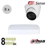 Dahua 4K IP cameraset - WizSense - 8 turret dome camera's - motorzoom - starlight - 40m - ips88dtm1