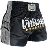 Fluory Muay Thai Short Kickboks Broek Zwart Zilver MTSF51