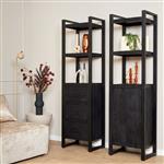 Zwarte boekenkast Britt Black met 3 lades | 200 x 55 cm