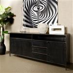 Dressoir Paterno 200 cm | Zwart mangohout & metaal