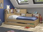 Luna 1-persoonsbed met kastjes en lade - Eiken - Gami