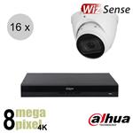 Dahua 4K IP cameraset - WizSense - 16 turret dome camera's - motorzoom - starlight - 40m - ips168dtm