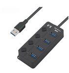 DrPhone Xtreme3 - 4 Poorten USB 3.0 Hub / Switch / Splitter / Verdeler – 5GBPS-  Met Aan/Uit Schakel