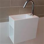 Fontein Luca Sanitair Met Open Schap 35x18x32cm Solide Surface Kraangat Rechts