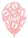 Ballonnen It's a Girl Footprint Pink 30cm 25st