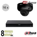 Dahua 4K IP cameraset - WizSense - 16 dome camera's - motorzoom - starlight - 40m - ips168ddm2