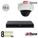 Dahua 4K IP cameraset - WizSense - 16 dome camera's - motorzoom - starlight - 40m - ips168ddm1