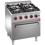 Gasfornuis 4 branders met gasoven gn 2/1 | Diamond | G7/4BF7