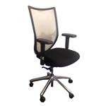 Nova Bureaustoel Chroom Zwart Wit NPR 1813 Gebruikt