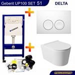 UP100 Toiletset 51 Civita Glans Wit Rimless Met bril En Drukplaat