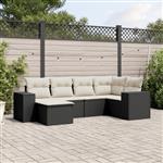 vidaXL 6-delige Loungeset met kussens poly rattan zwart