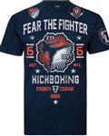 Fear The Fighter Kickboxing T-Shirt Katoen Marineblauw