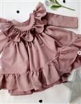 Tricot Ruffle jurk Oudroze 98/104
