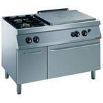 Fornuis 2 vuren, 1 doorkookplaat, gasoven gn 2/1, neutrale kast | Diamond | G17/T2BFA12-N