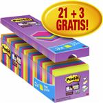 Post-it® Super Sticky Notes - 76mm x 76 mm - 21 blokken + 3 gratis ( verpakking licht beschadigd)