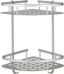 LifeGoods Hangend Hoek Doucherek - Zelfklevend - Zonder Boren - 2-Laags - RVS / Mat Zilver ( verpakk