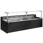 Geventileerde gekoelde vitrinetoonbank- met recht frontglas 90&#176; met reserve - zwart | Diamo