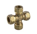 Knelfitting messing, kruisstuk 15x15x15x15mm