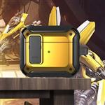 Shockproof Hoesje voor AirPods 3 - Met Slot en Karabijnhaak - AirPod Case Cover Skin - Geel