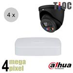 Dahua 4MP IP cameraset - TiOC - 4 turret dome camera's - actieve afschrikking - 2.8mm - 30m - ips44d