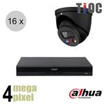 Dahua 4MP IP cameraset - TiOC - 16 turret dome camera's - actieve afschrikking - 2.8mm - 30m - ips16