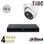 Dahua 4MP IP cameraset - TiOC - 16 turret dome camera's - actieve afschrikking - 2.8mm - 30m - ips16