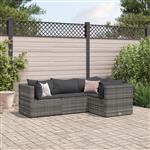 vidaXL 4-delige Loungeset met kussens poly rattan grijs