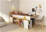 Gaby kajuitbed met bureau en bergruimte - Wit/eiken - Trasman
