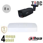 Dahua 4MP IP cameraset - TiOC - 8 bullet camera's - actieve afschrikking - 2.8mm - 30m - ips84db4