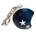 Sleutelhanger jethelm donkerblauw met witte ster