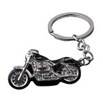 Sleutelhanger Zwart met Zilveren Motor