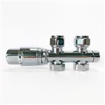 Thermostatische radiator aansluitset chroom midden aansluiting recht naar beneden