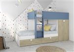Fratello stapelbed met kast en lades - 90x190 - Witgrenen/blauw - Trasman